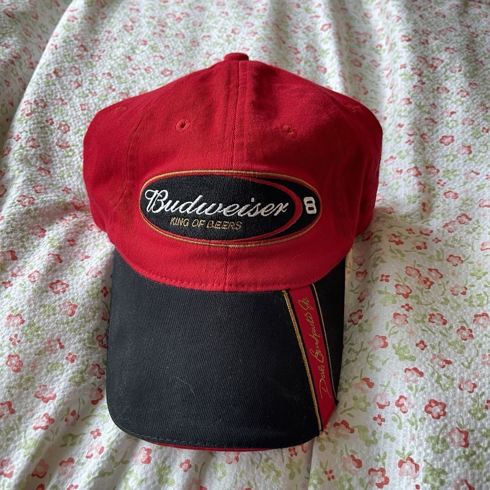Vintage Dale Earnhardt Jr Hat Cap Snap Back‎ Red NASCAR Budweiser Mens #8 Chase